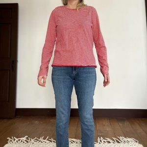 New Faherty Red and White Long Sleeve T Shirt Size Medium